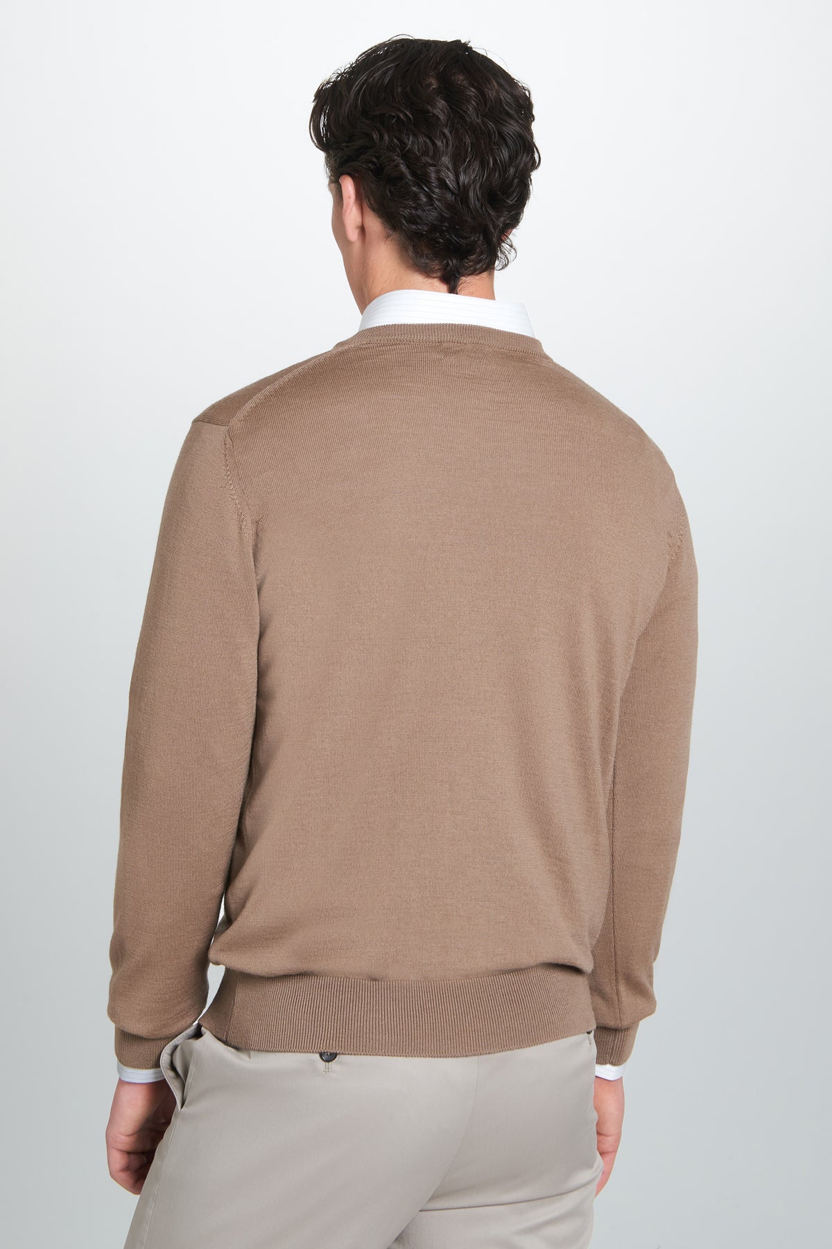Camel Merino Wool Crew Neck Sweater