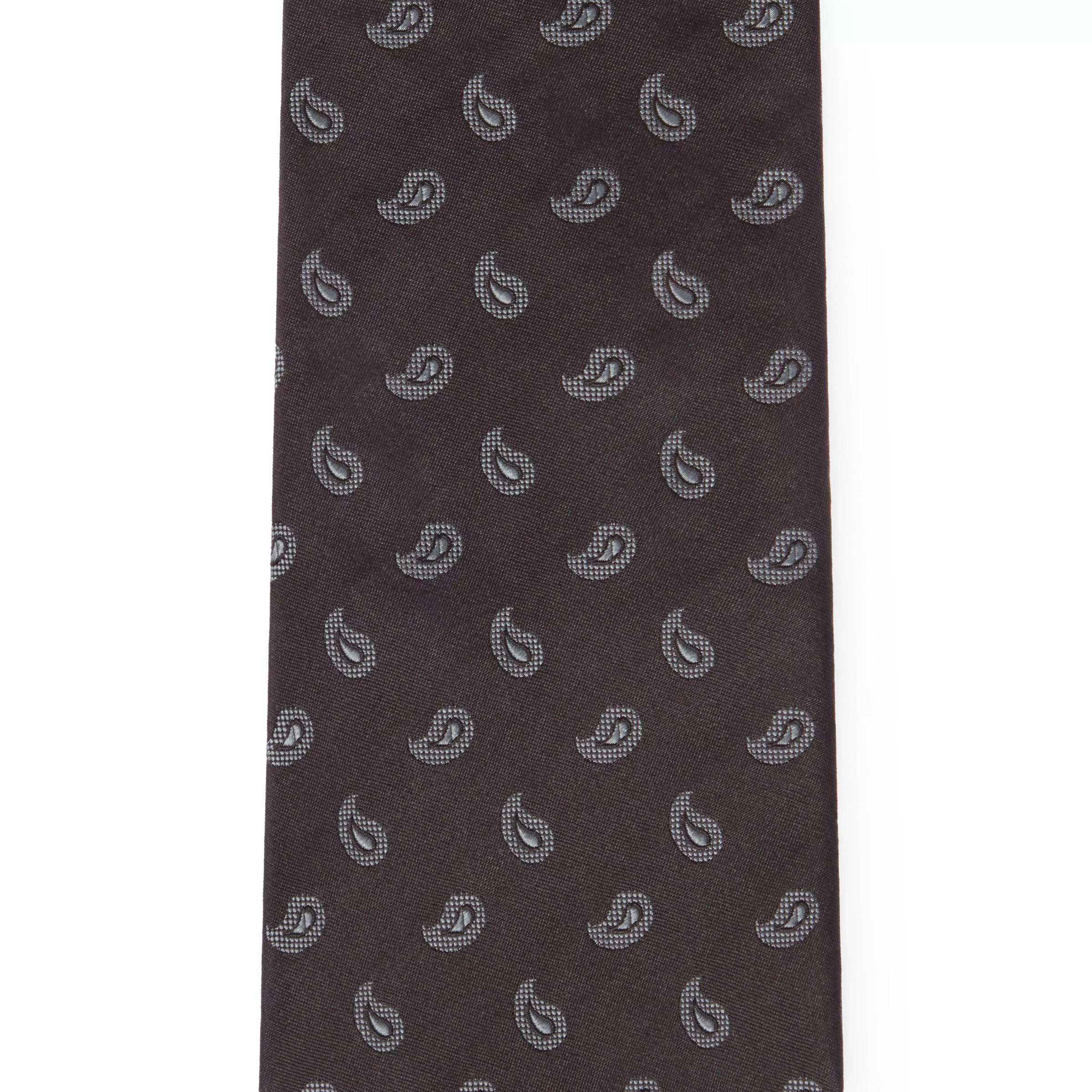 Black & Grey Paisley Motif Silk Woven Tie