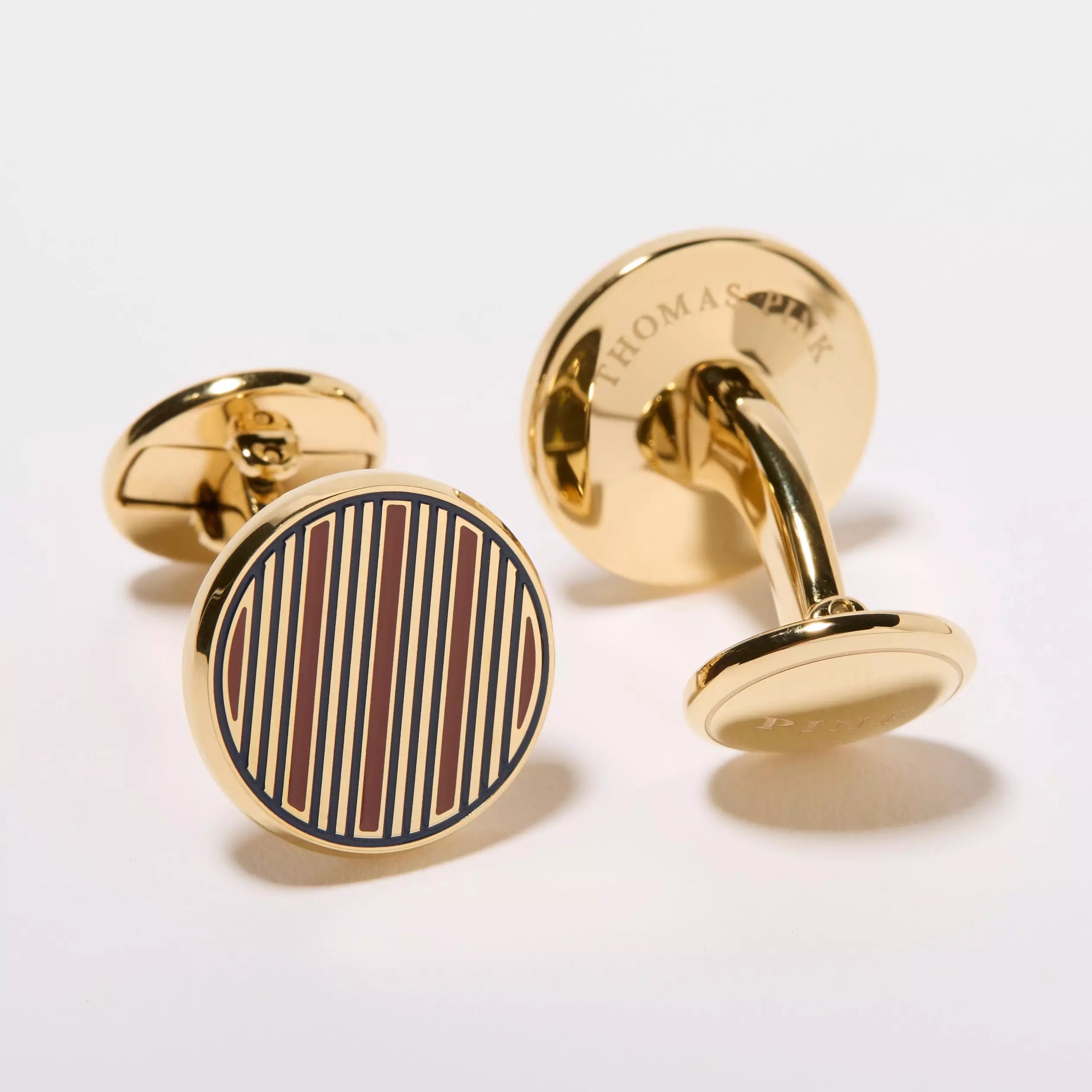 Pink & Navy Enamel Striped Cufflinks