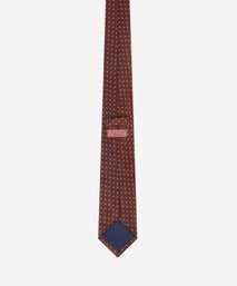 Deep Orange & White Four Dot Floral Motif Silk Tie