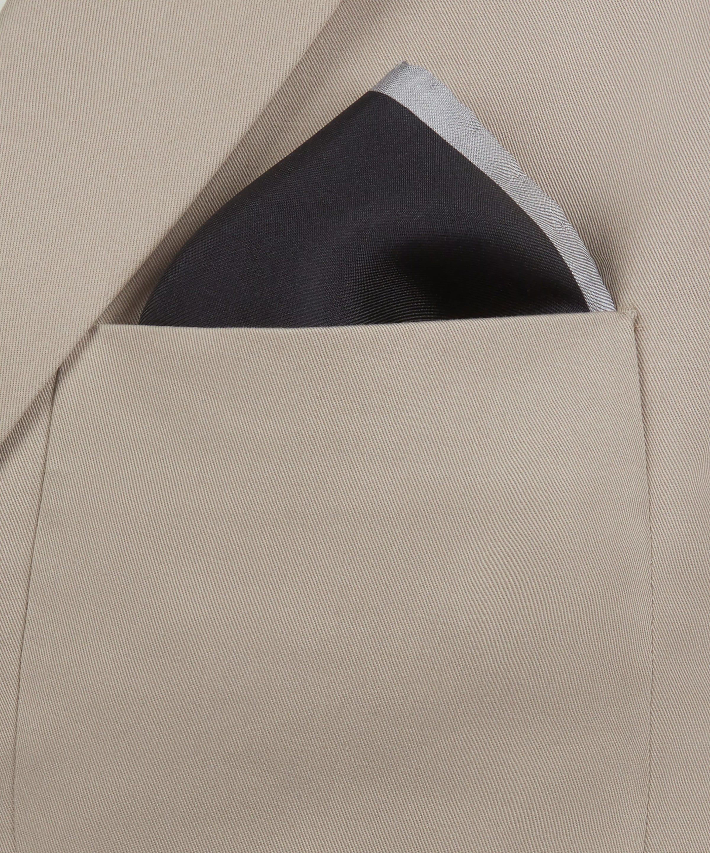Charcoal Grey & Grey Silk Twill Woven Pocket Square