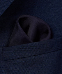 Navy Blue & Orange Silk Twill Woven Pocket Square