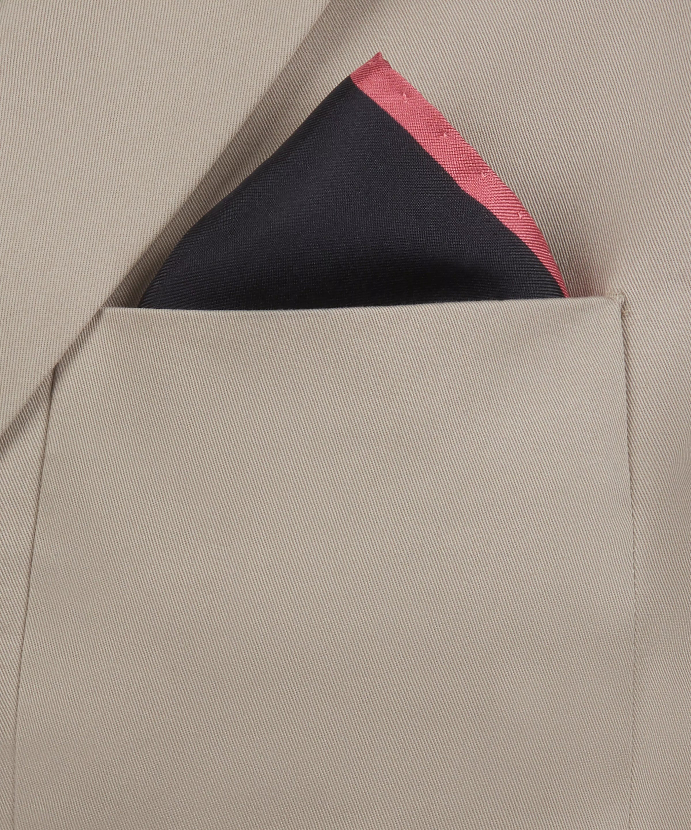 Navy Blue & Pink Silk Twill Woven Pocket Square