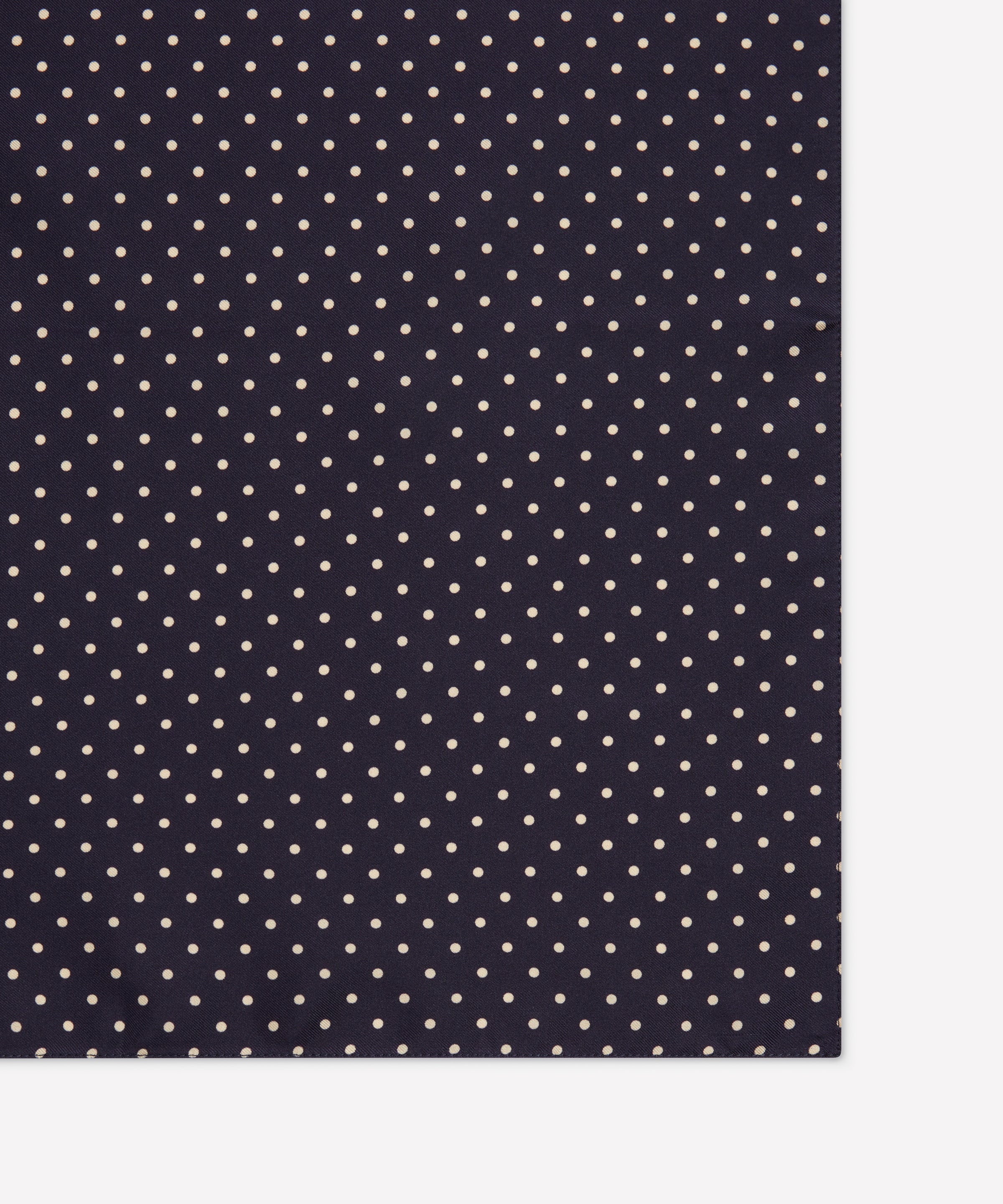 Navy & Neutral Polka Dot Silk Pocket Square