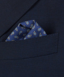 Navy & Blue Small Paisley Motif Silk Printed Pocket Square