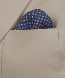 Blue & Red Small Biscuit Motif Silk Printed Pocket Square
