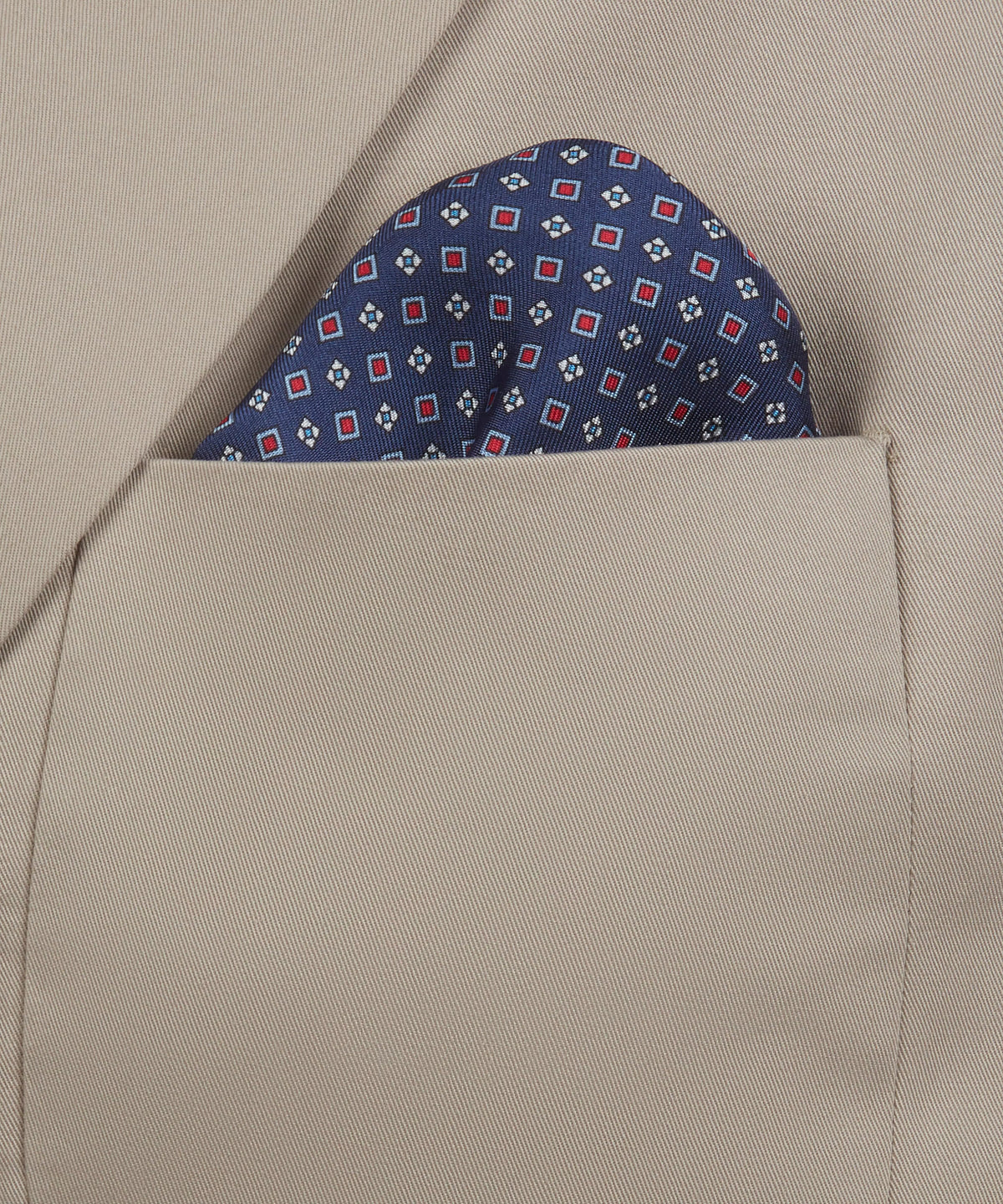 Blue & Red Small Biscuit Motif Silk Printed Pocket Square