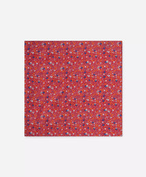 Red & Blue Small Floral Silk Printed Pocket Square