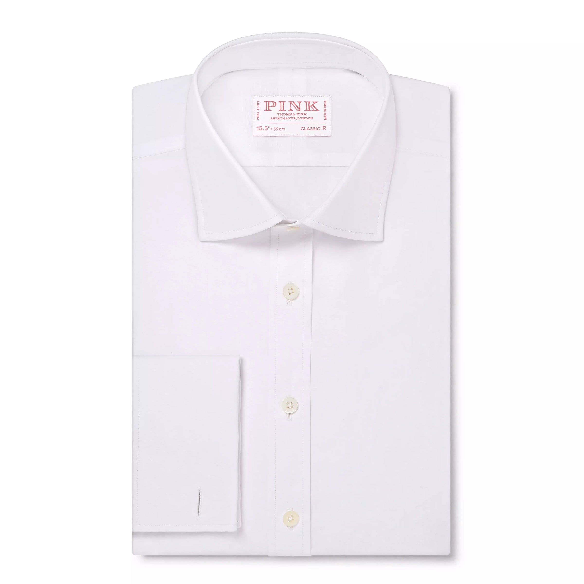 White Classic Fit Double Cuff Poplin Formal Shirt