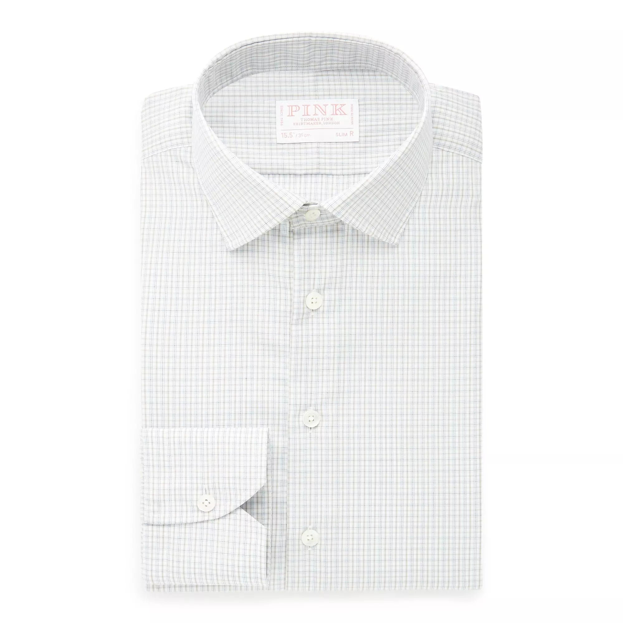 Beige & White Slim Fit Shadow Casual Check Formal Shirt