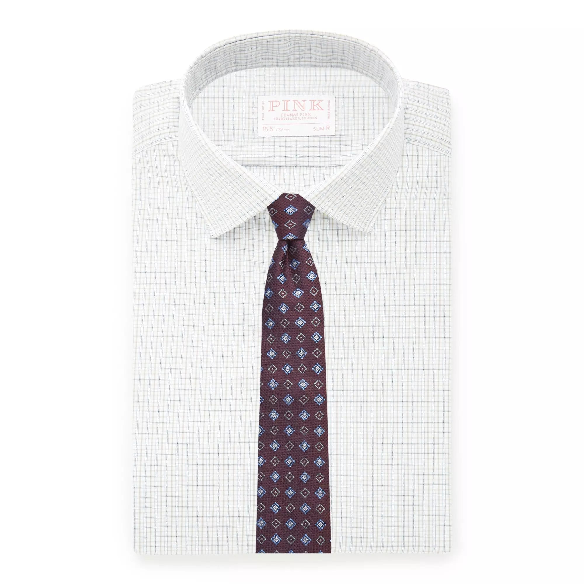 Beige & White Slim Fit Shadow Casual Check Formal Shirt