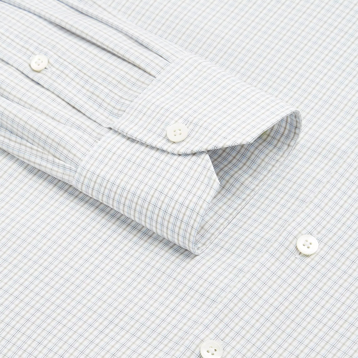 Beige & White Slim Fit Shadow Casual Check Formal Shirt