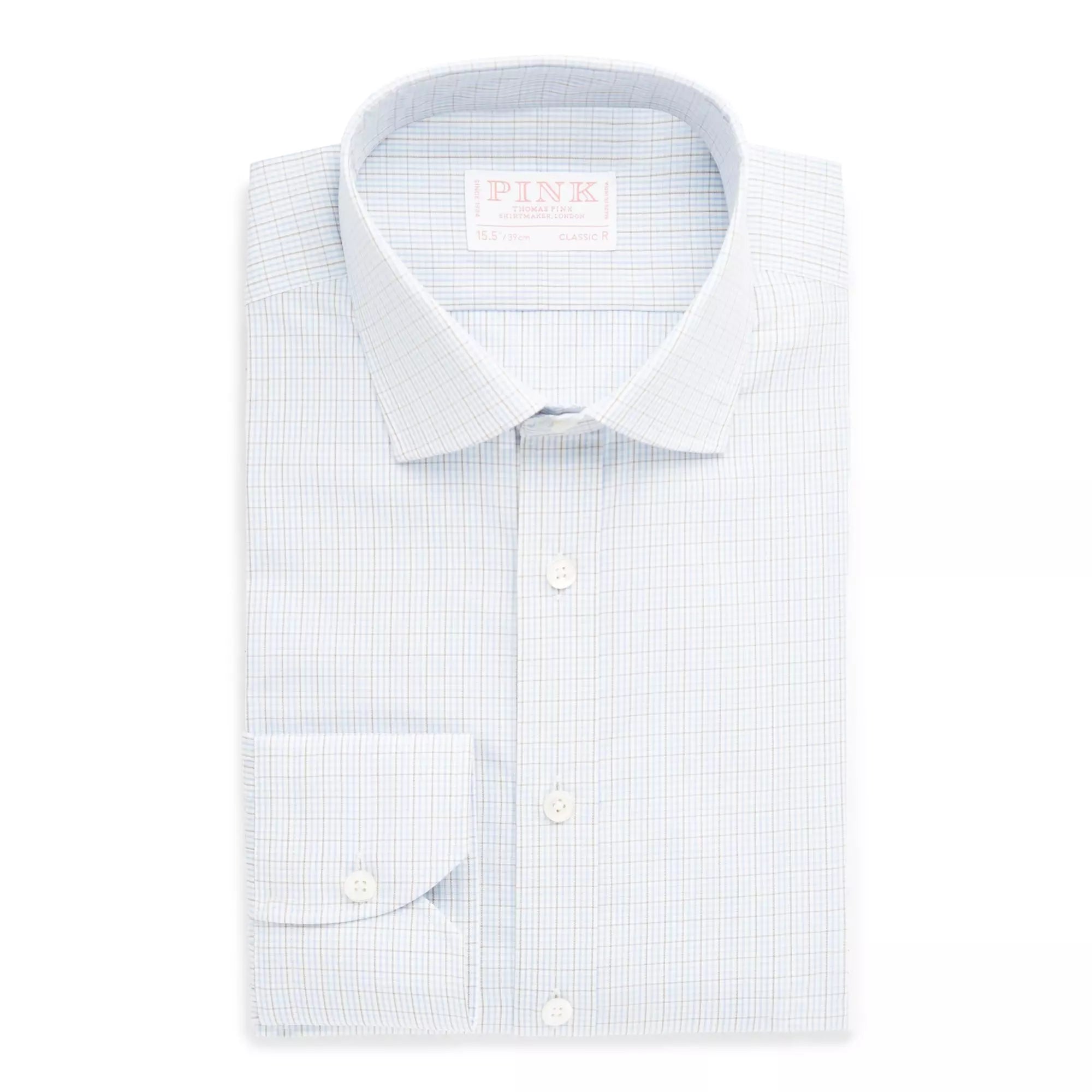 Blue & Brown Classic Fit Alumo Grid Check Formal Shirt