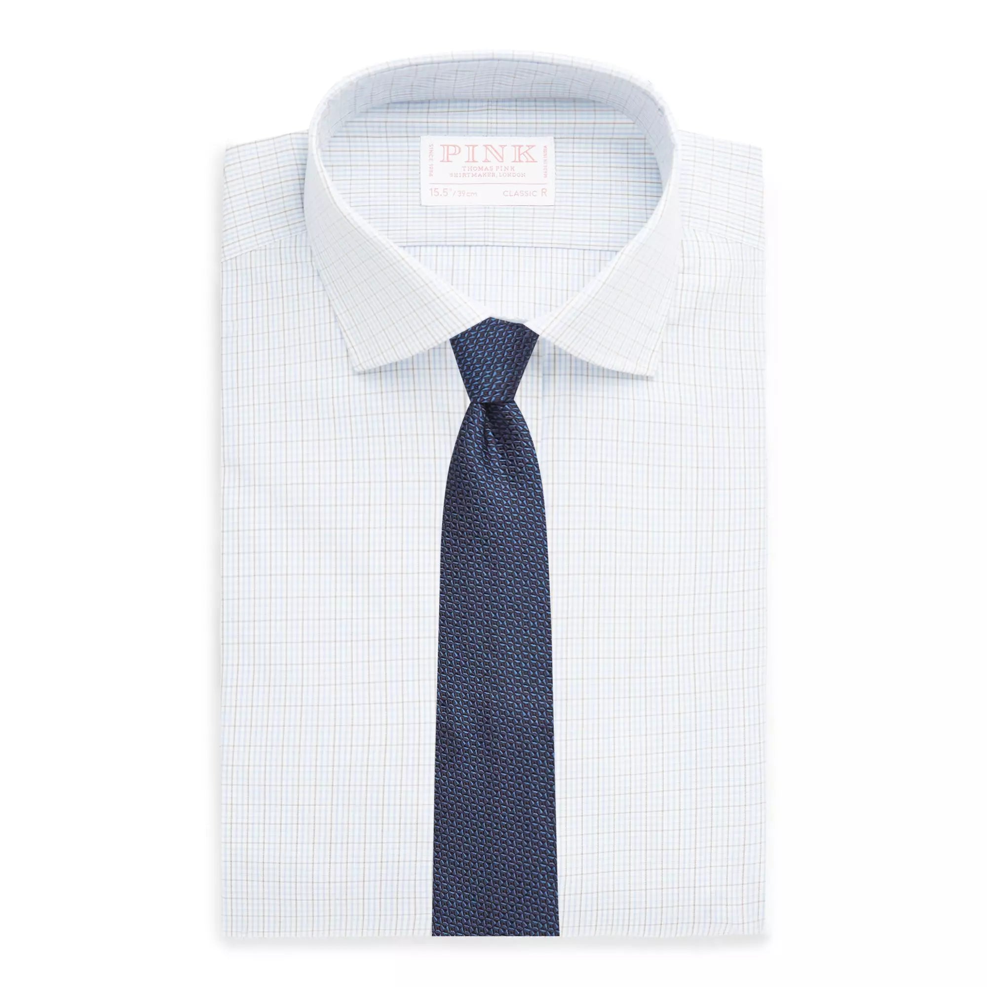 Blue & Brown Classic Fit Alumo Grid Check Formal Shirt