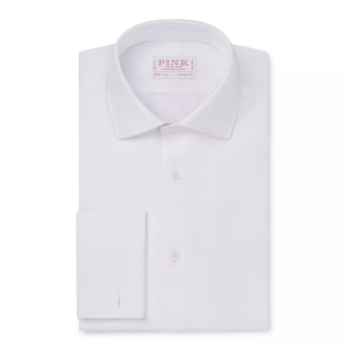 White Classic Fit Double Cuff Marcella Twill Evening Shirt