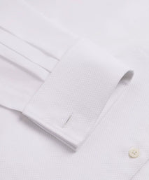 White Classic Fit Double Cuff Marcella Twill Evening Shirt