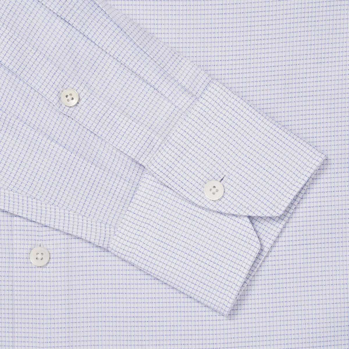 Pale Blue & White Tailored Fit Micro Textured Check Formal Shirt