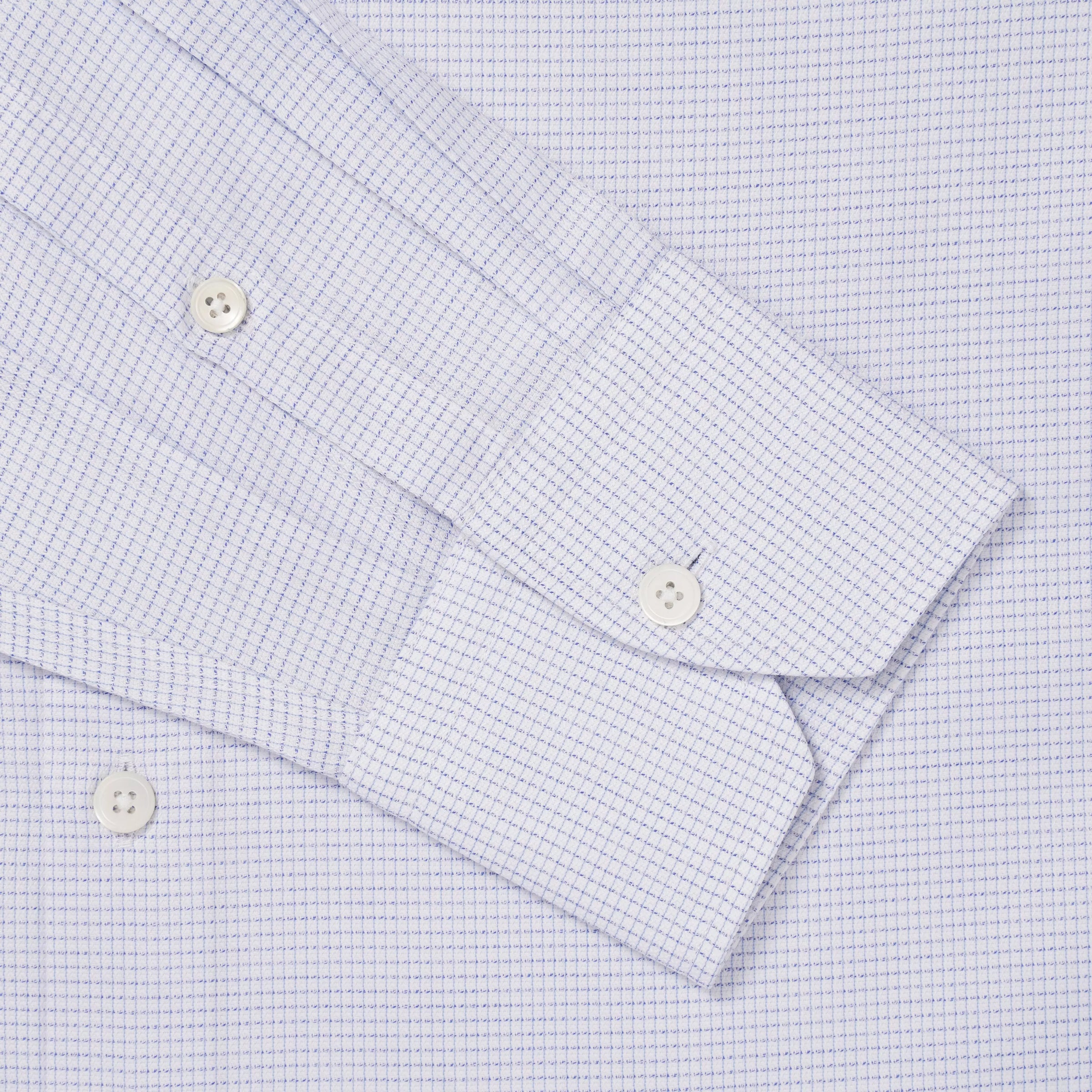 Pale Blue & White Tailored Fit Micro Textured Check Formal Shirt