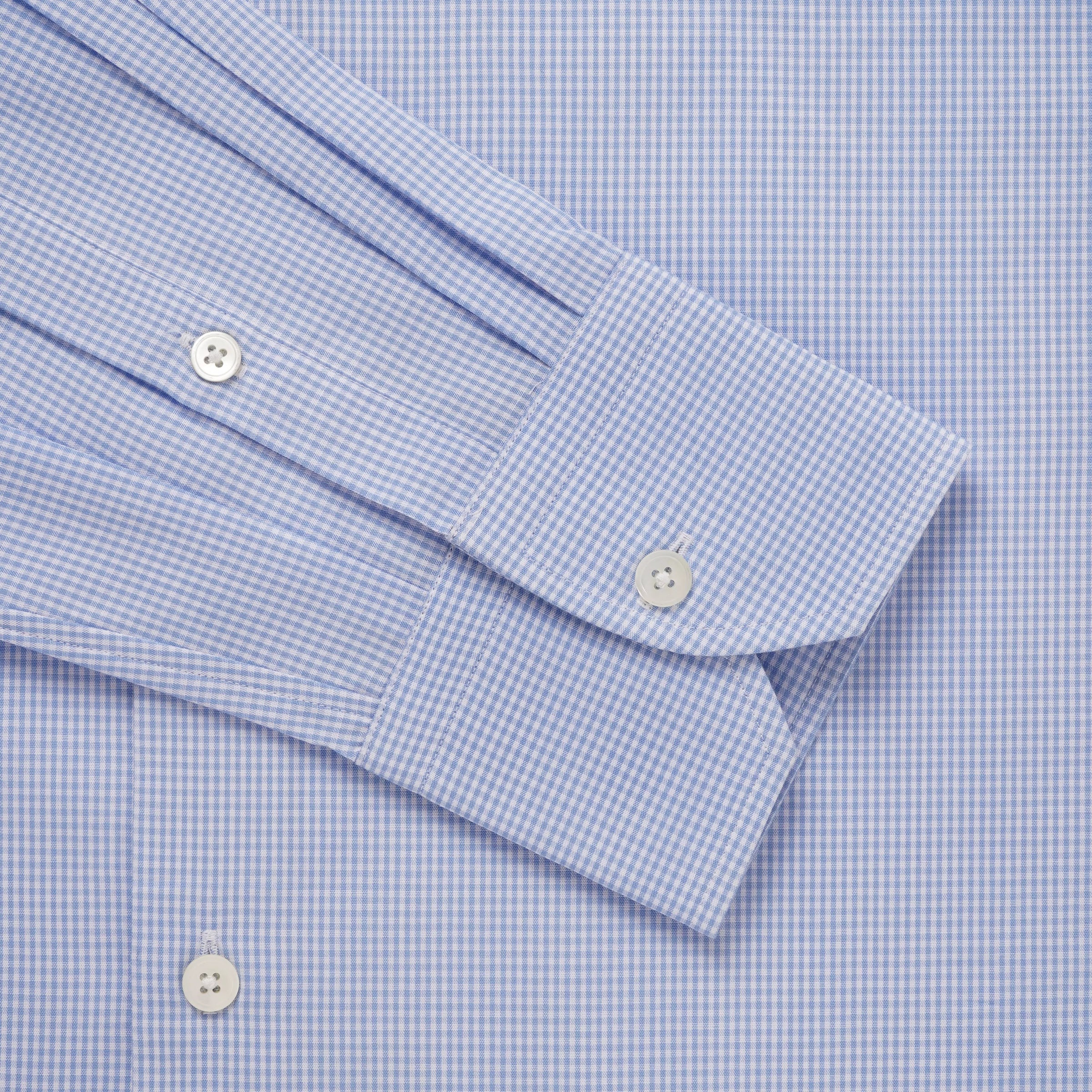 Blue & White Tailored Fit Formal Mini Check Shirt