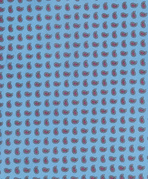 Blue & Pink Small Paisley Motif Silk Printed Pocket Square