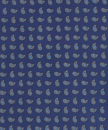 Navy & Blue Small Paisley Motif Silk Printed Pocket Square