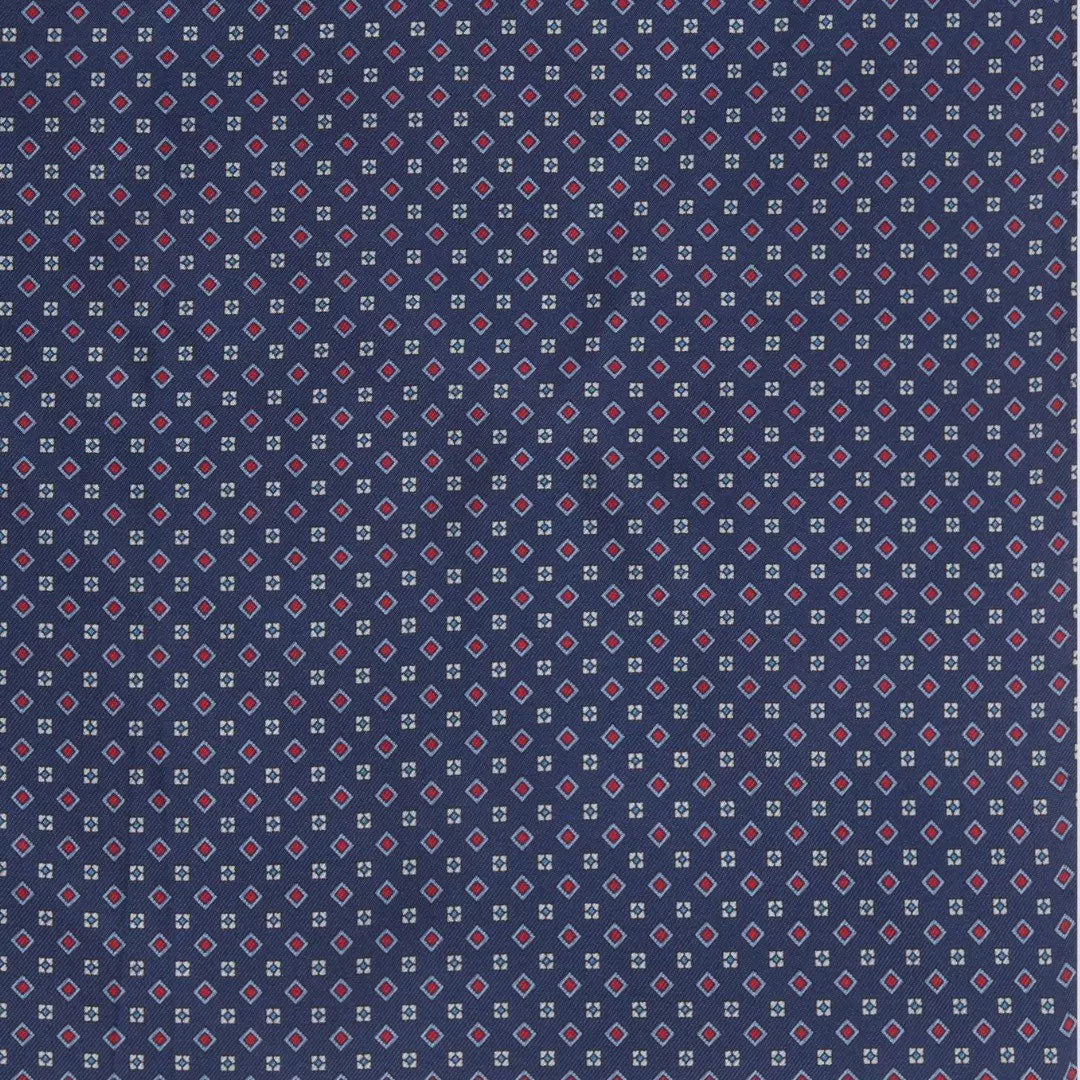 Blue & Red Small Biscuit Motif Silk Printed Pocket Square