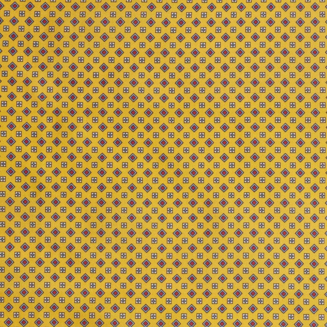 Yellow & Blue Small Biscuit Motif Silk Printed Pocket Square