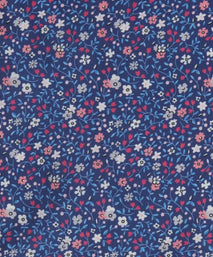 Blue & Pink Small Floral Silk Printed Pocket Square